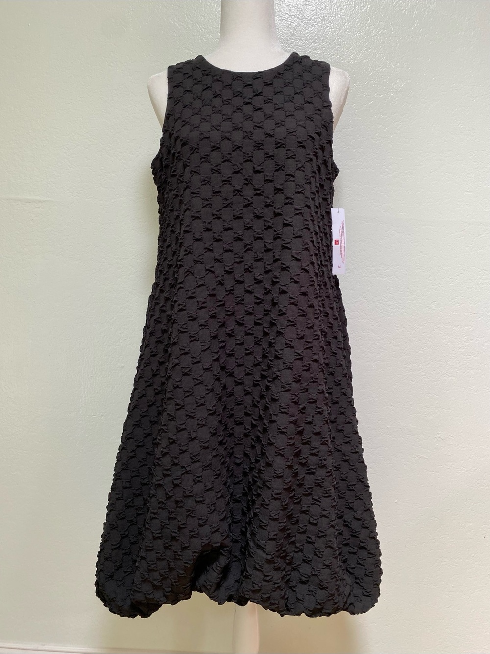 IC Collection Back Zip Dress Women’s M Black Textured Bubble Check